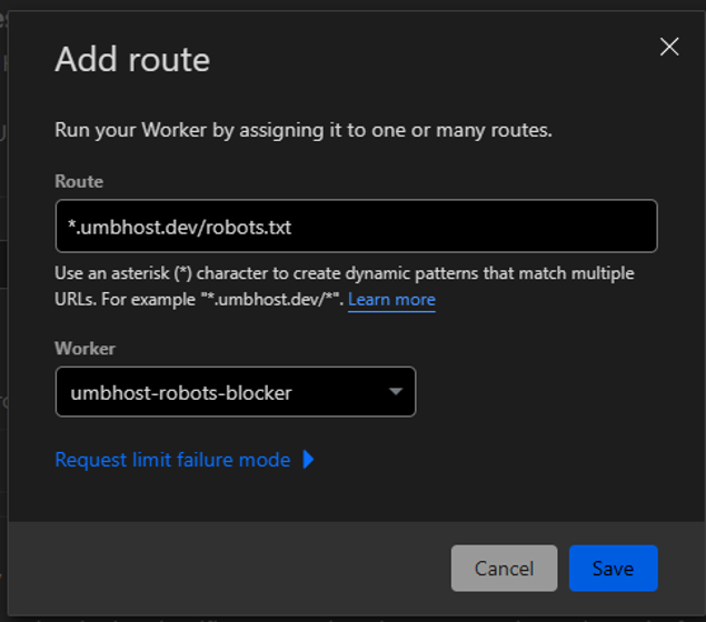Configure worker route